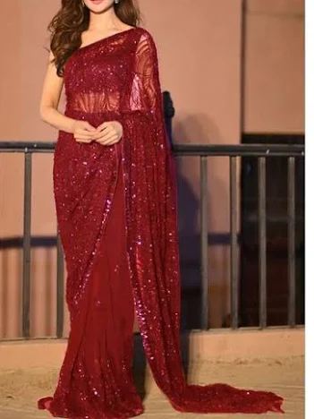 Party Wear Georgette Heavy Sequence Work Saree Collection – Lehenga Closet